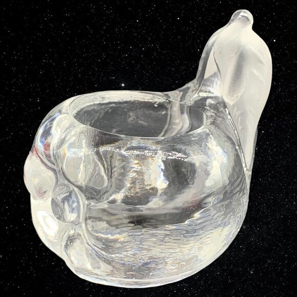 Vintage Art Glass Clear Partial Frosted Pear Votive Candle Holder 2.25”T 3.5”W - Picture 2 of 7